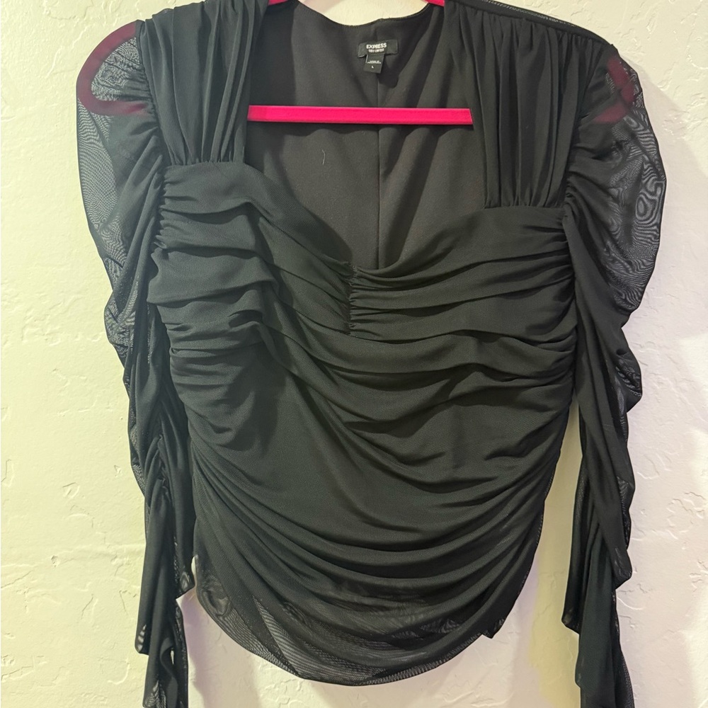 Express Black Ruched Blouse